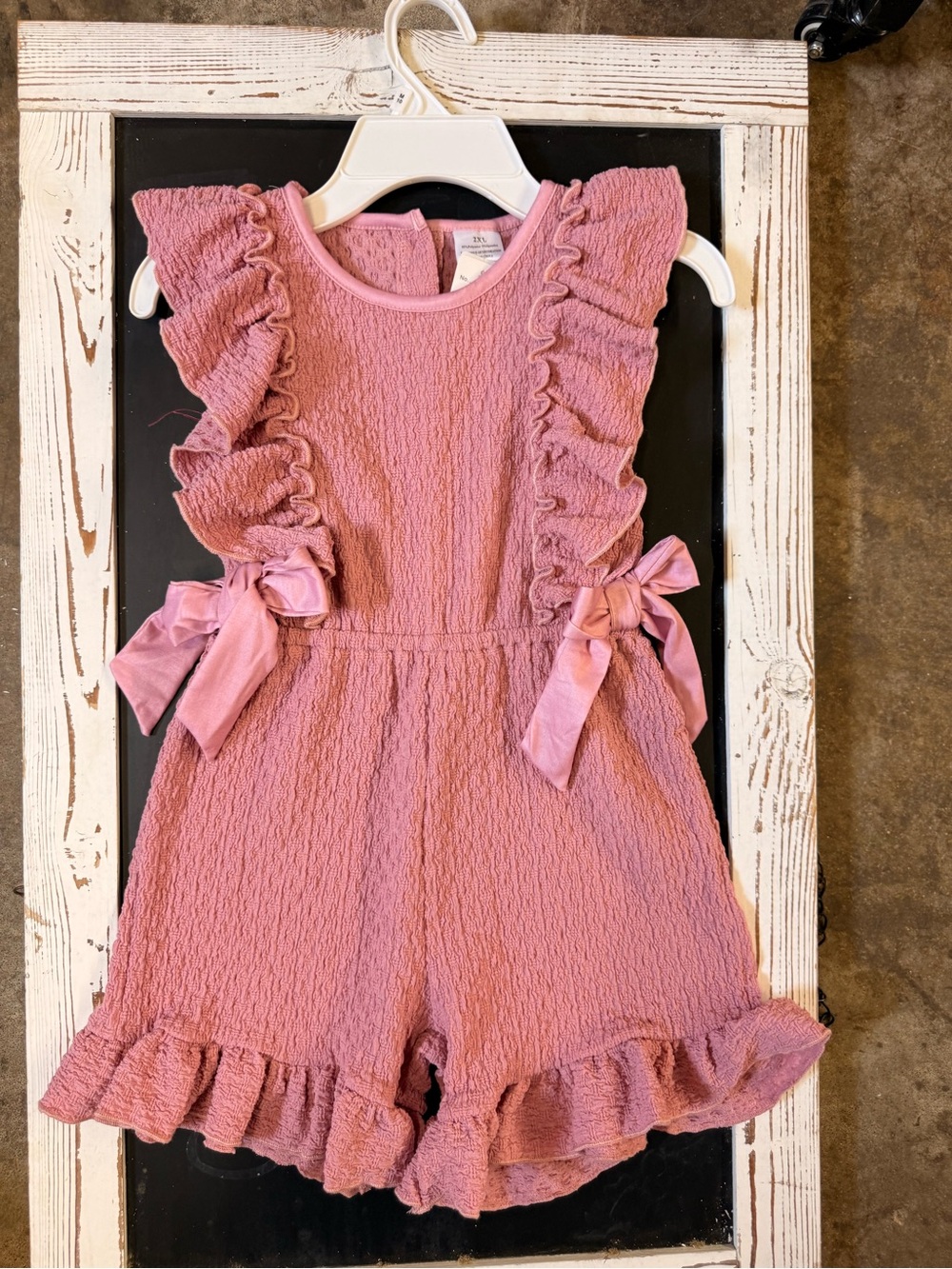 Cat & Jack Mauve Pink Ruffle Romper with Side Bows
